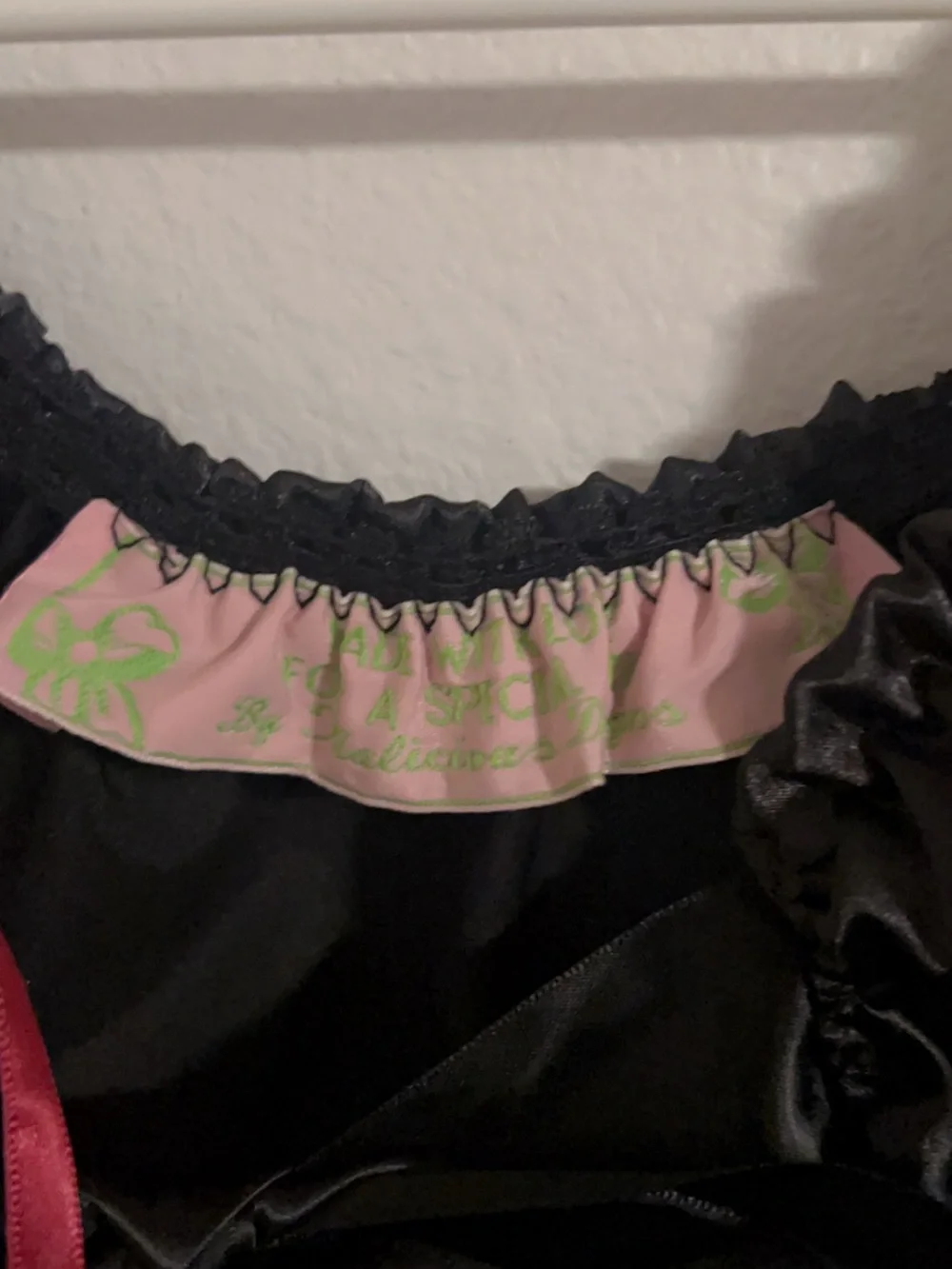 Black Satin Peasant Crop Top with Ribbon Tie